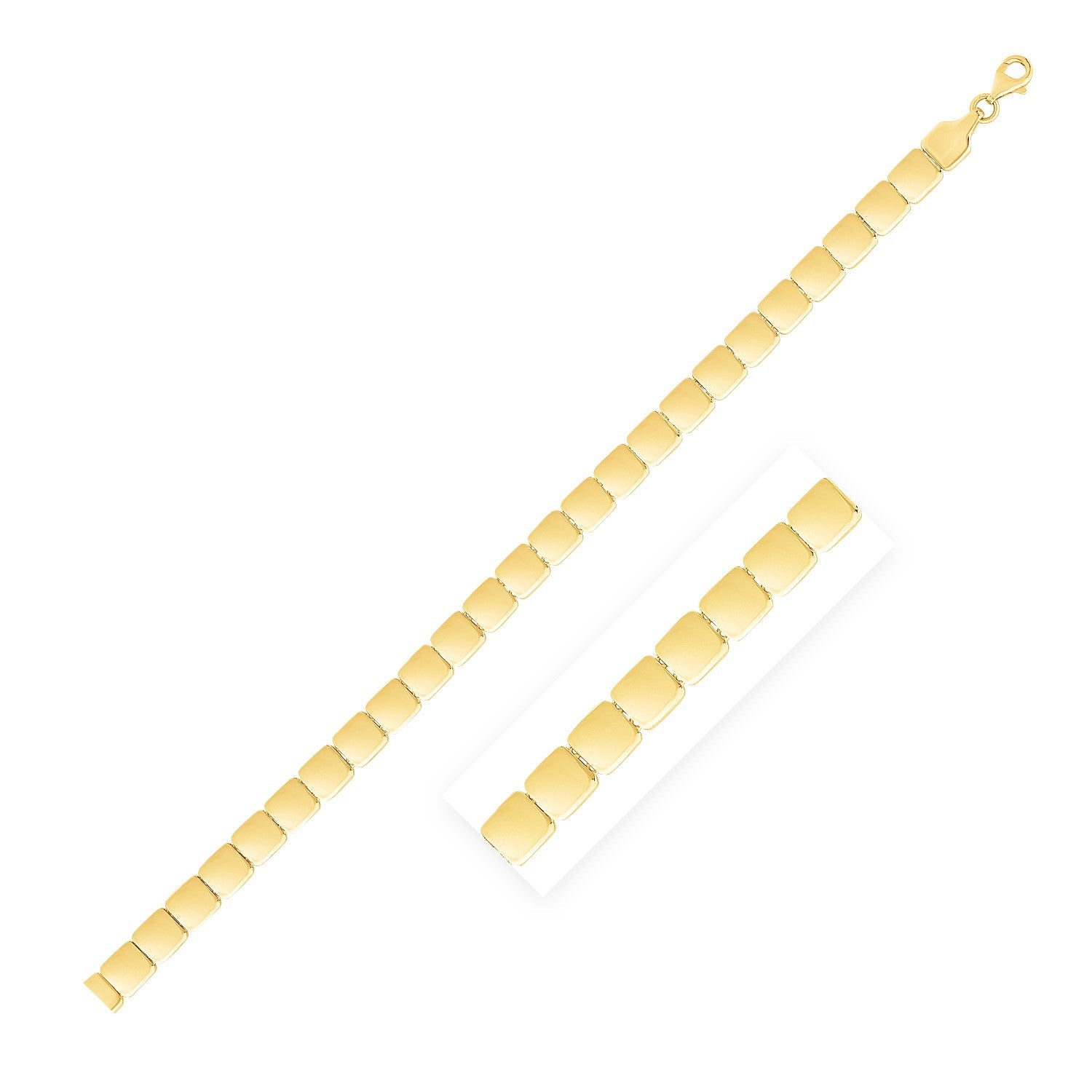 Cadena de eslabones cuadrados pulidos de oro amarillo de 14k