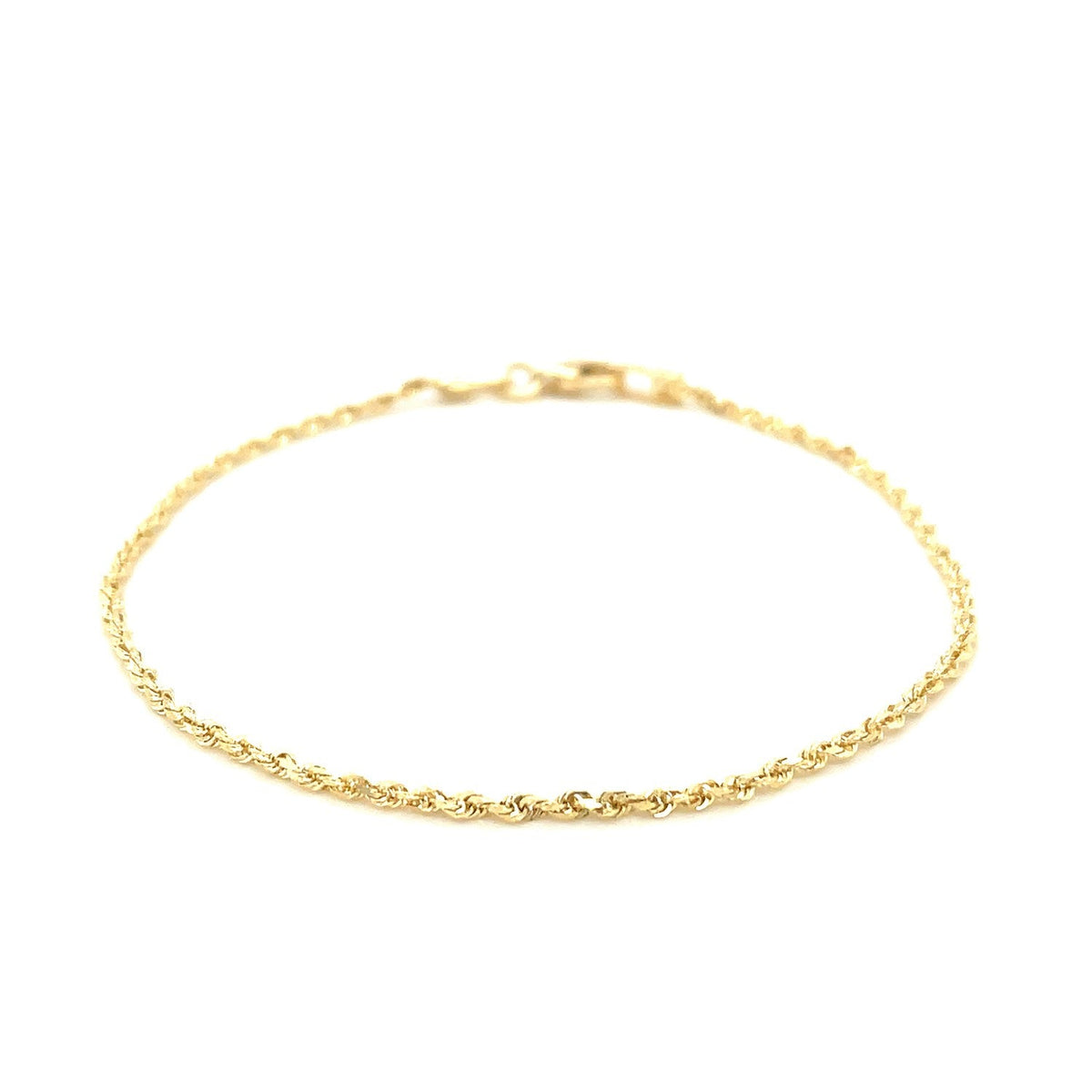 Pulsera de cuerda de oro amarillo macizo de 10k con corte de diamante de 1,5 mm