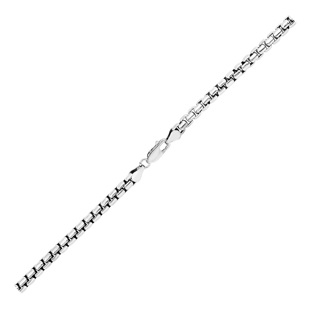 Cadena redonda de plata de ley rodiada de 4,4 mm