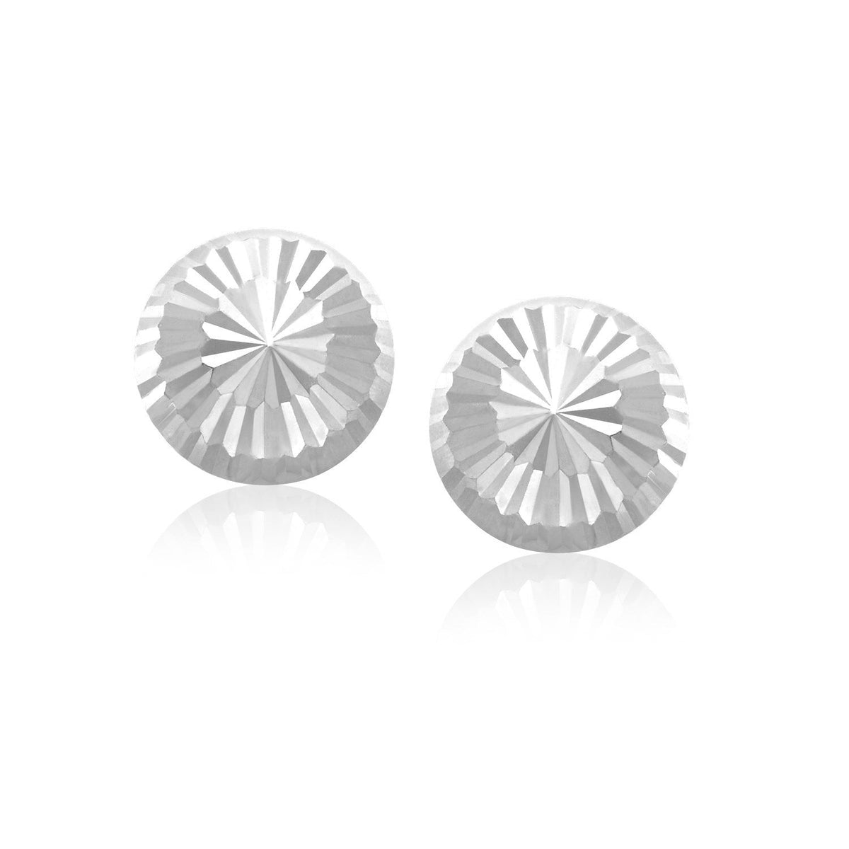 Pendientes de oro blanco de 14k con diseño plano de corte de diamante