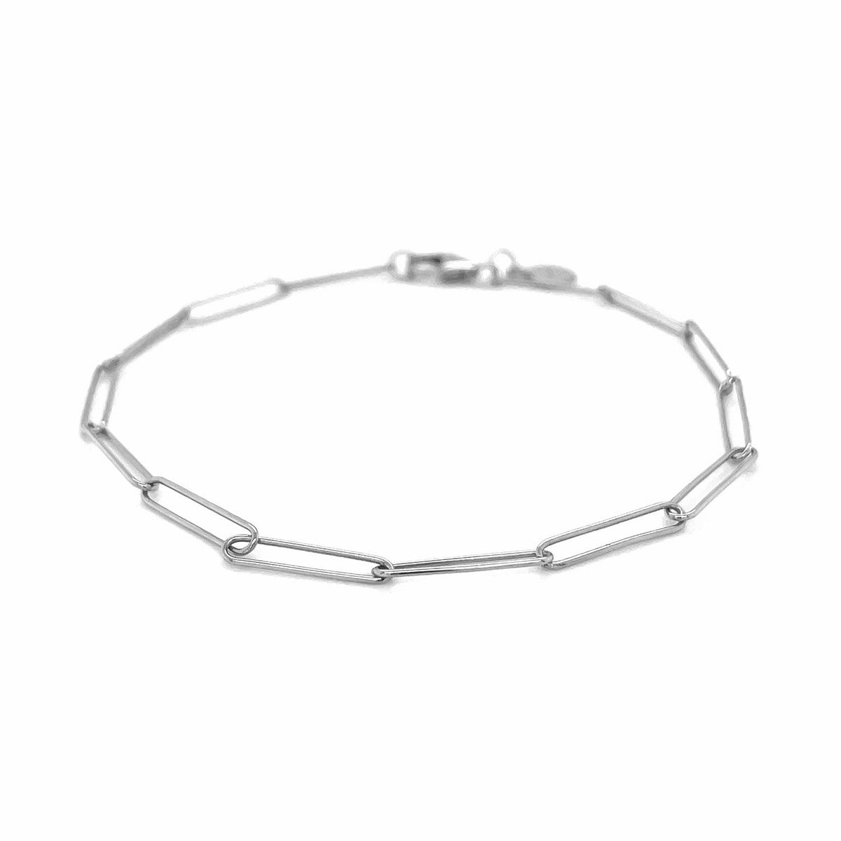 Pulsera de cadena con eslabones tipo clip de 14k en oro blanco (2,7mm)