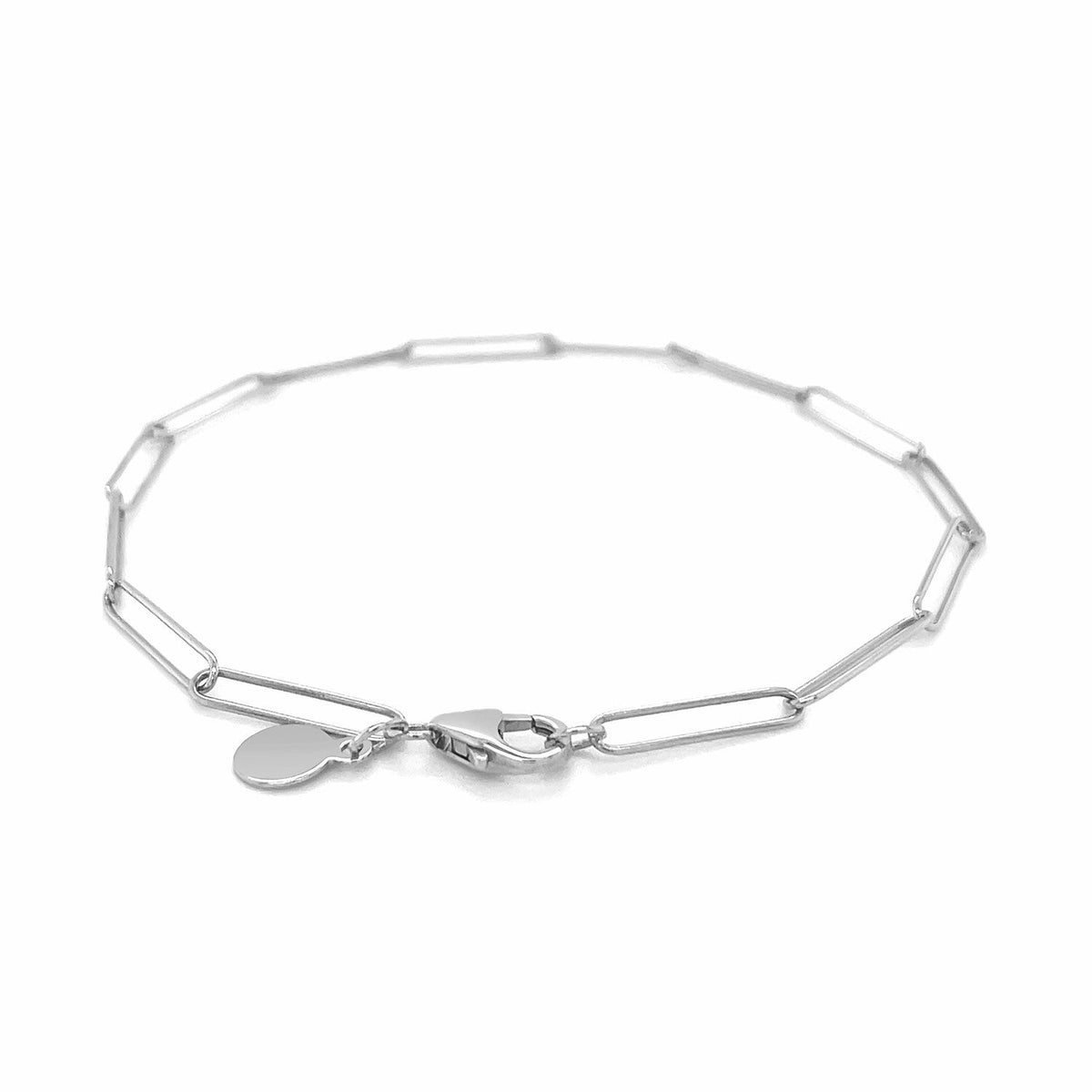 Pulsera de cadena con eslabones tipo clip de 14k en oro blanco (2,7mm)