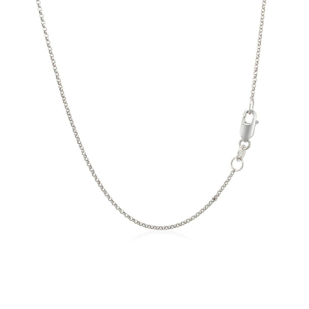 Cadena Rolo con corte de diamante de oro blanco de 14k y 1.1mm