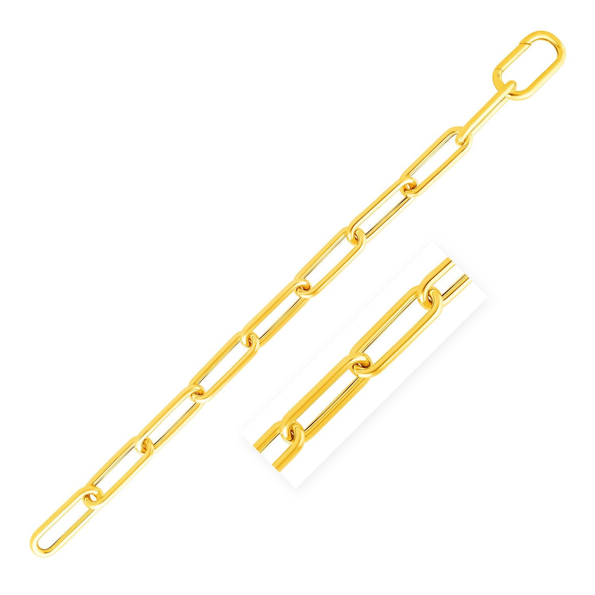 Pulsera de eslabones ovalados de alambre redondo ligero de oro amarillo de 14k (8.5mm)