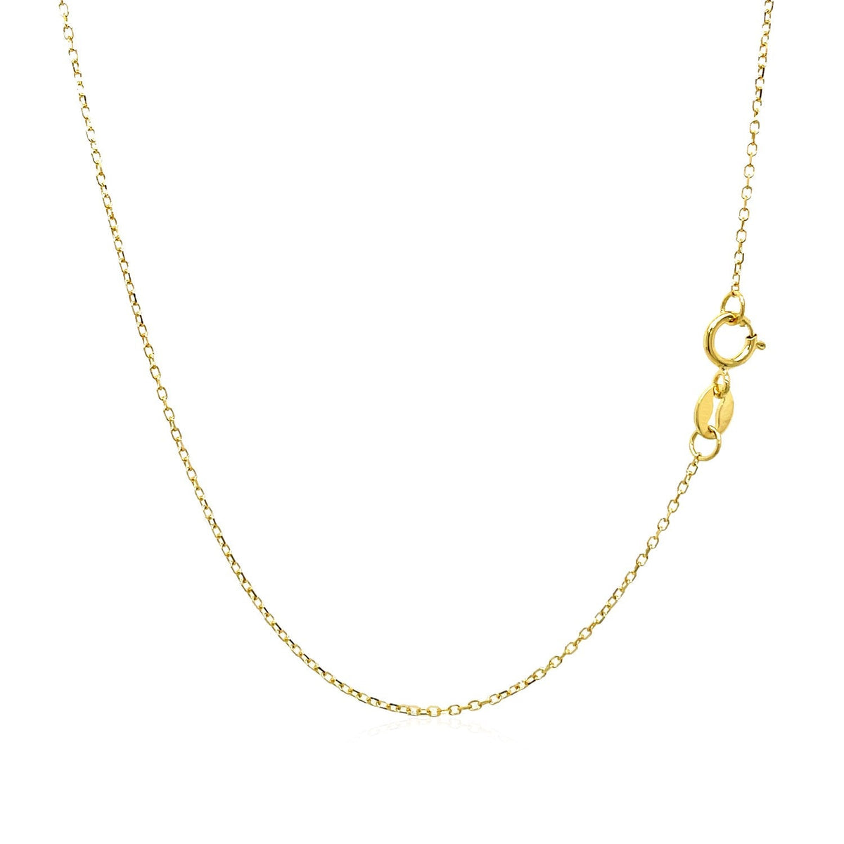 Cadena de eslabones tipo cable con corte de diamante de oro amarillo de 14k y 0.8mm