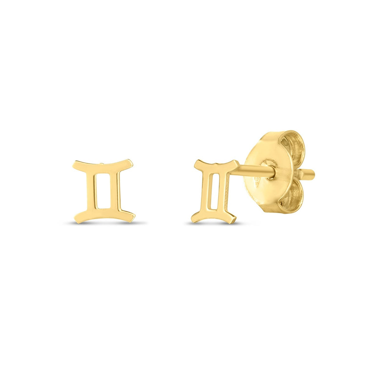 Aretes de oro amarillo de 14 quilates con el signo de Géminis