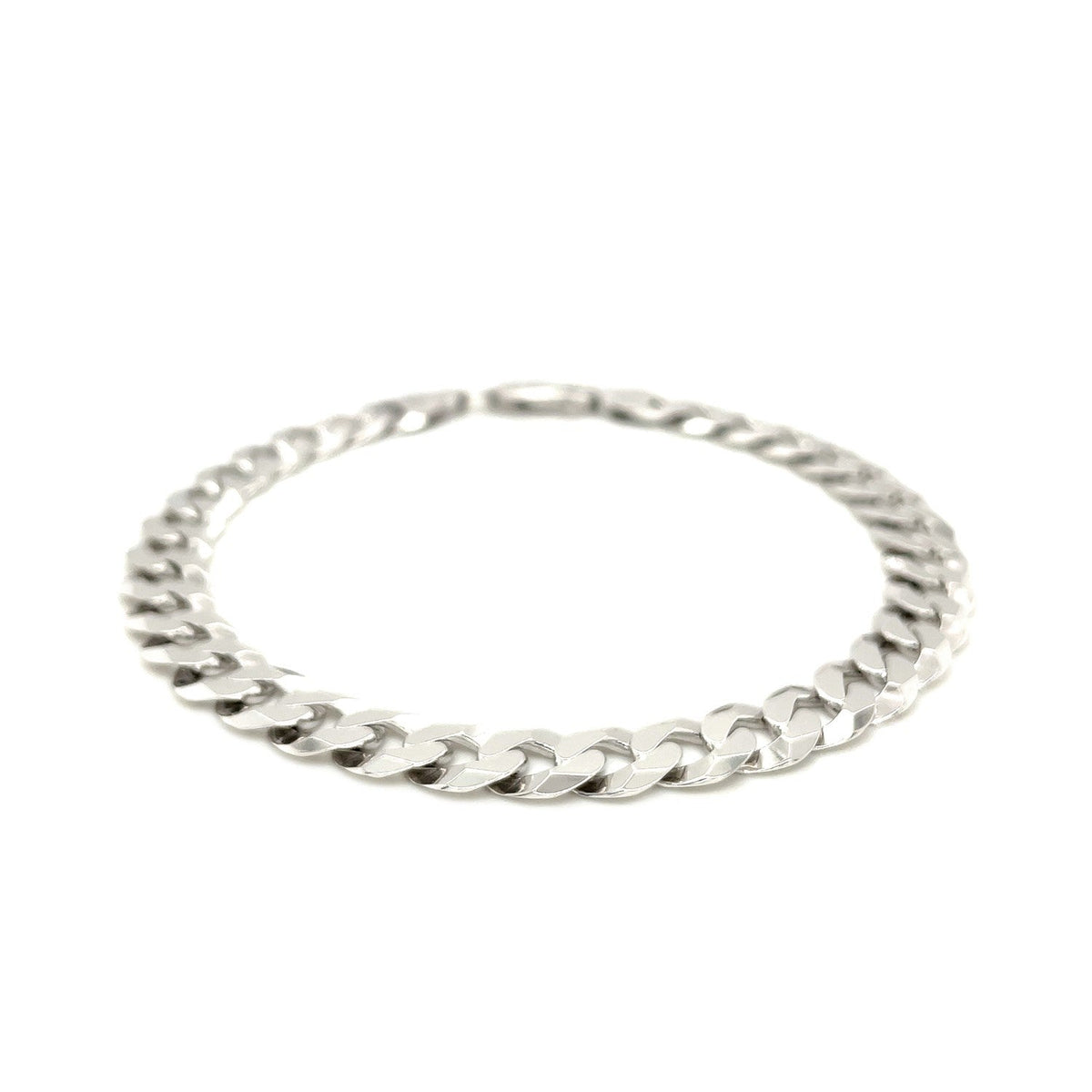 Pulsera estilo barbada de plata de ley rodiada de 7,9 mm