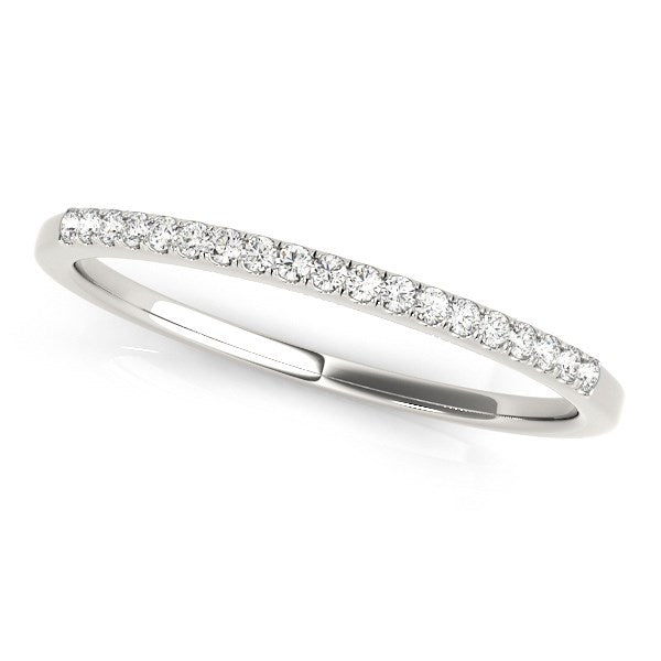Anillo de boda delgado de oro blanco de 14 quilates con diamantes redondos (1/4 quilate en total)