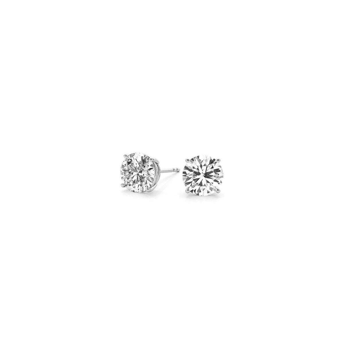 Pendientes de tuerca de diamante redondo cultivado en laboratorio IGI de 1 quilate (peso total) con certificación, oro blanco de 14 quilates (G/VS2)