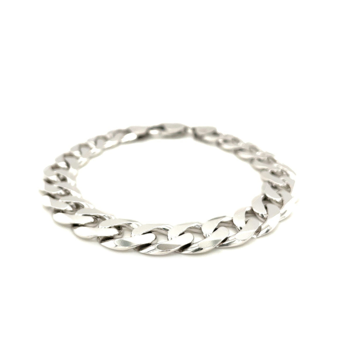 Pulsera de plata de ley estilo barbada chapada en rodio de 11,6 mm