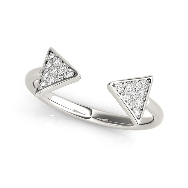 Anillo abierto de oro blanco de 14k con punta de flecha y diamantes (1/5 cttw)