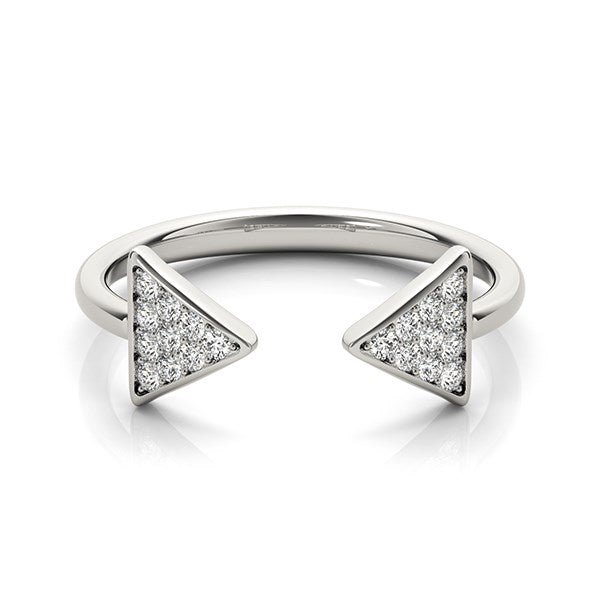 Anillo abierto de oro blanco de 14k con punta de flecha y diamantes (1/5 cttw)