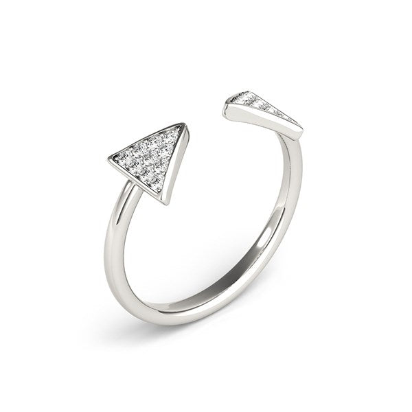 Anillo abierto de oro blanco de 14k con punta de flecha y diamantes (1/5 cttw)