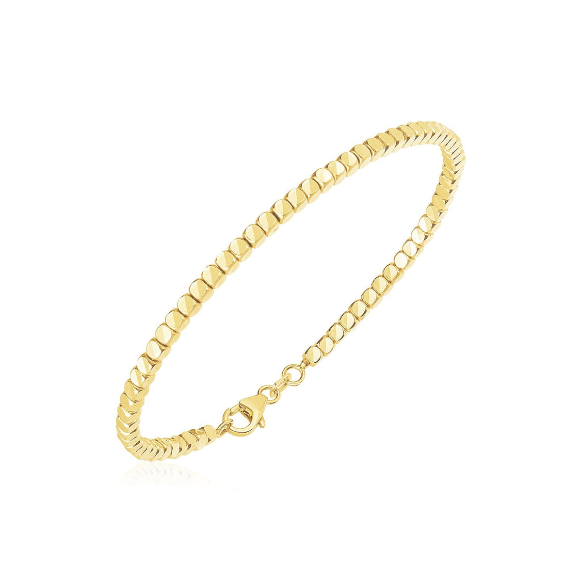 Brazalete de oro amarillo de 14 quilates con cuentas de alto pulido