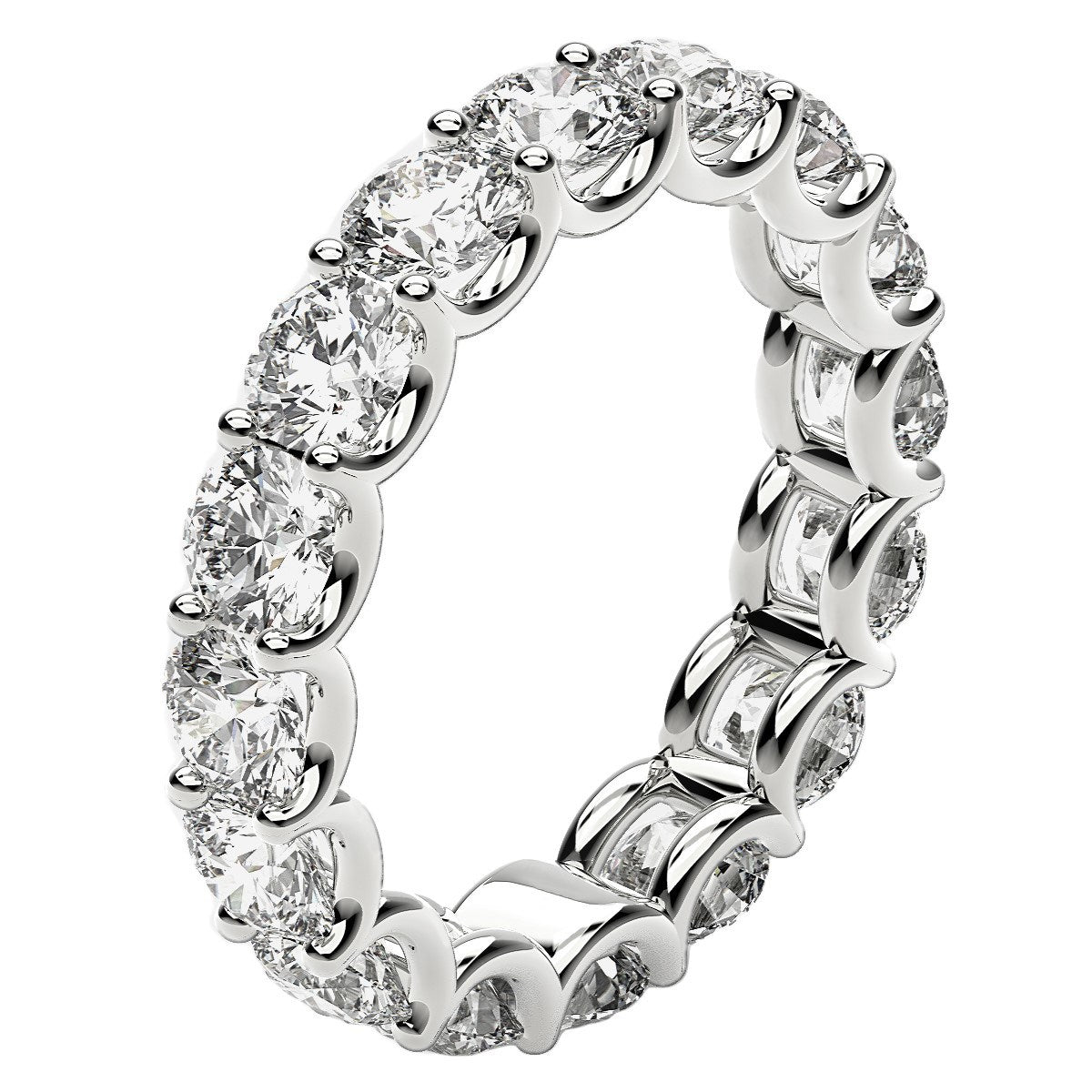 Anillo de eternidad de diamantes redondos cultivados en laboratorio de oro blanco de 14k (4 ct de peso total FG/VS2)