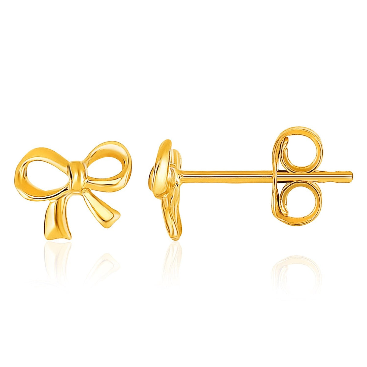 Pendientes de poste de oro amarillo de 14k estilo lazo