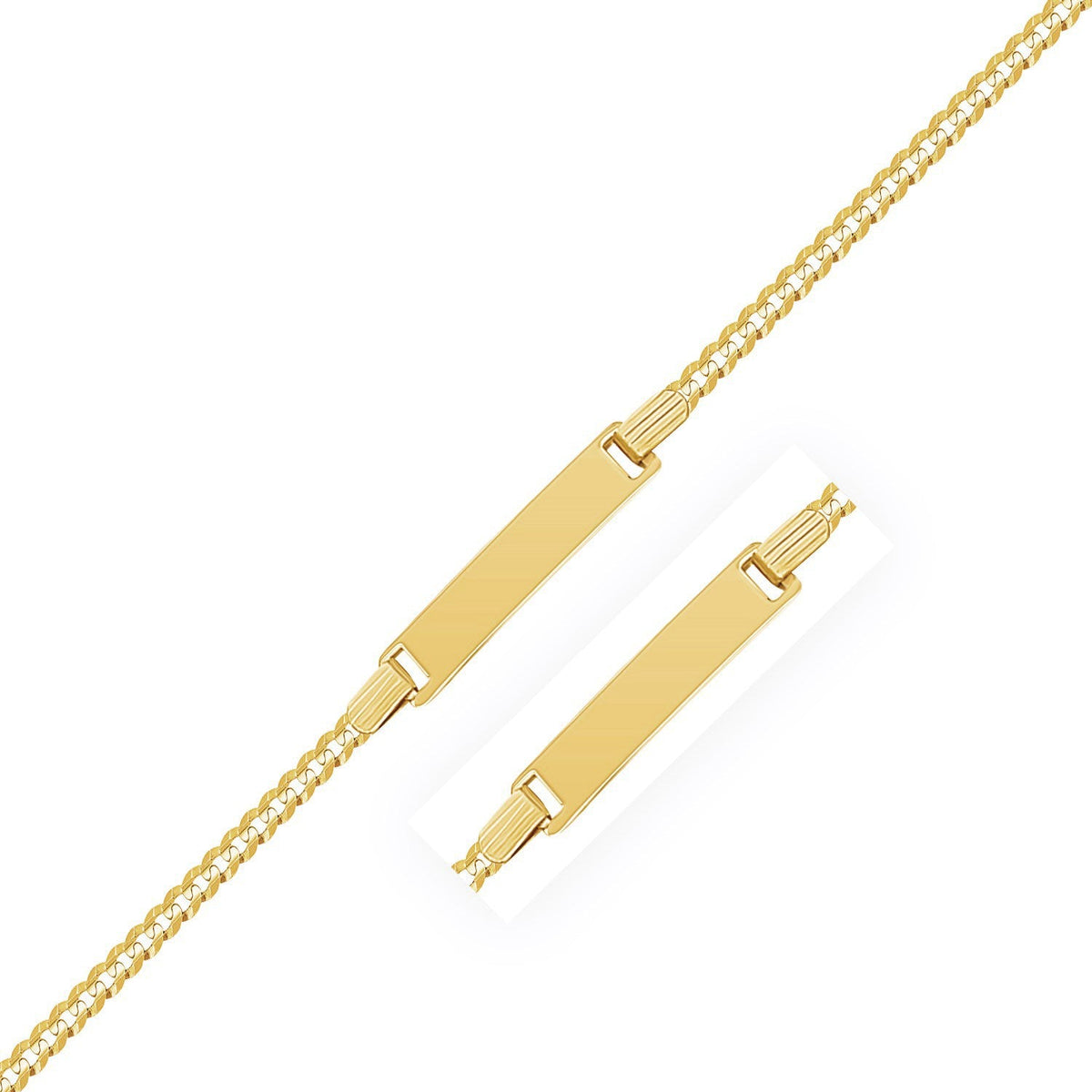 Pulsera de identificación infantil de oro amarillo de 14k estilo eslabón cubano