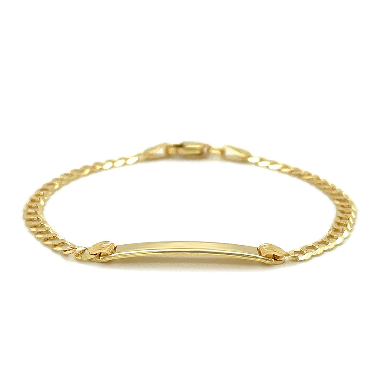 Pulsera de identificación infantil de oro amarillo de 14k estilo eslabón cubano