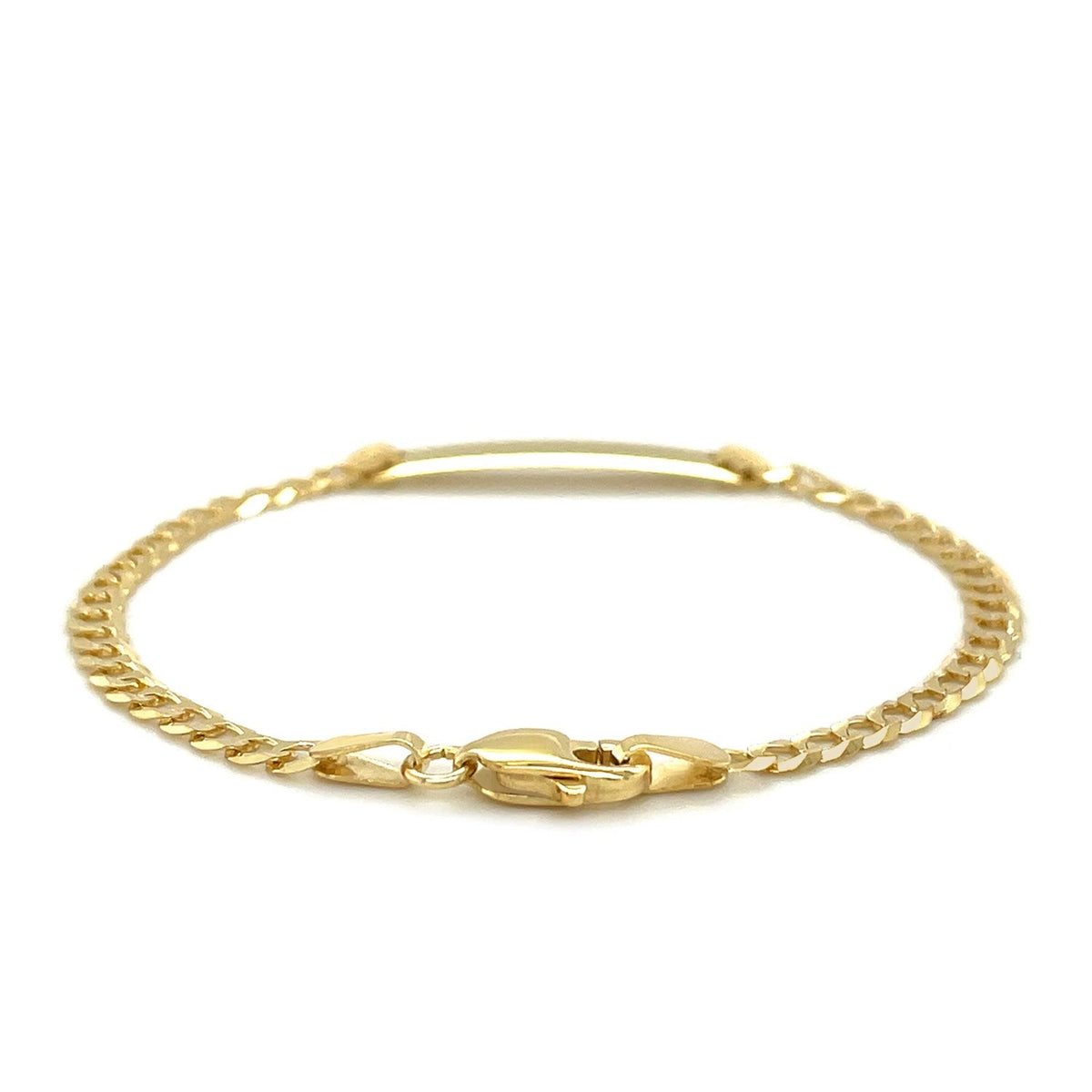 Pulsera de identificación infantil de oro amarillo de 14k estilo eslabón cubano