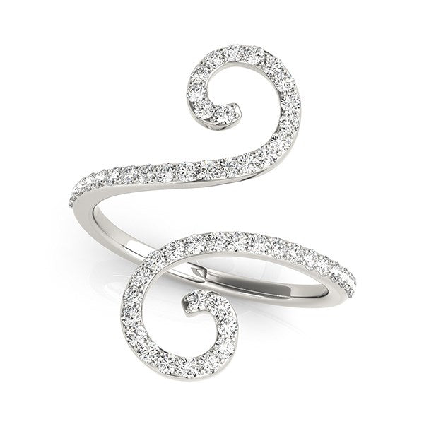 Anillo estilo calado abierto con diamantes en oro blanco de 14k (1/2 quilate de peso total)