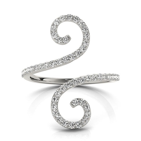 Anillo estilo calado abierto con diamantes en oro blanco de 14k (1/2 quilate de peso total)