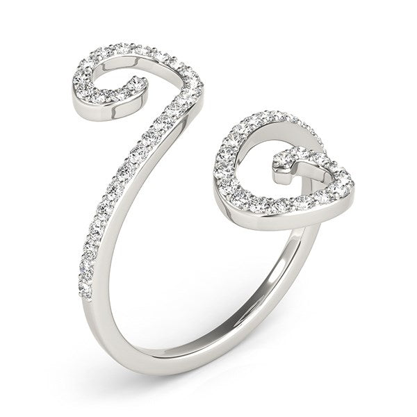 Anillo estilo calado abierto con diamantes en oro blanco de 14k (1/2 quilate de peso total)