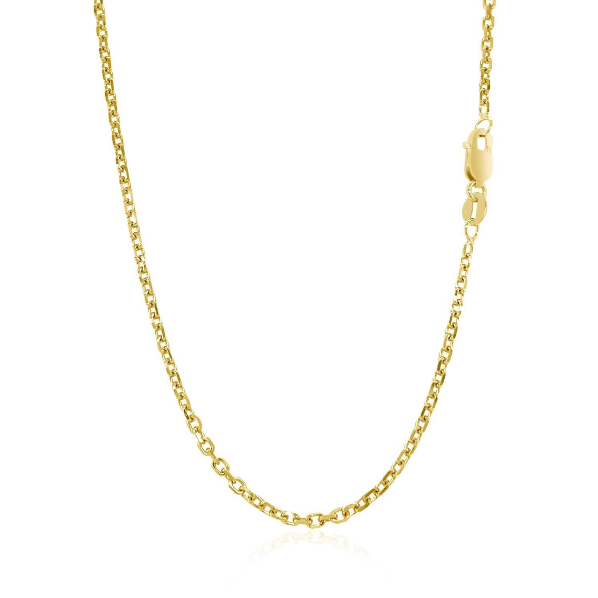 Cadena de eslabones tipo cable de corte diamante en oro amarillo de 18k (1.90 mm)