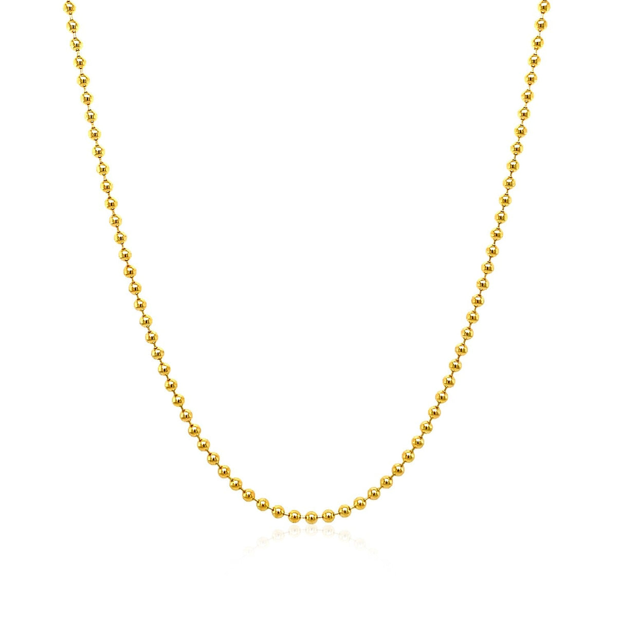 Cadena de cuentas de oro amarillo de 14k y 1,5mm