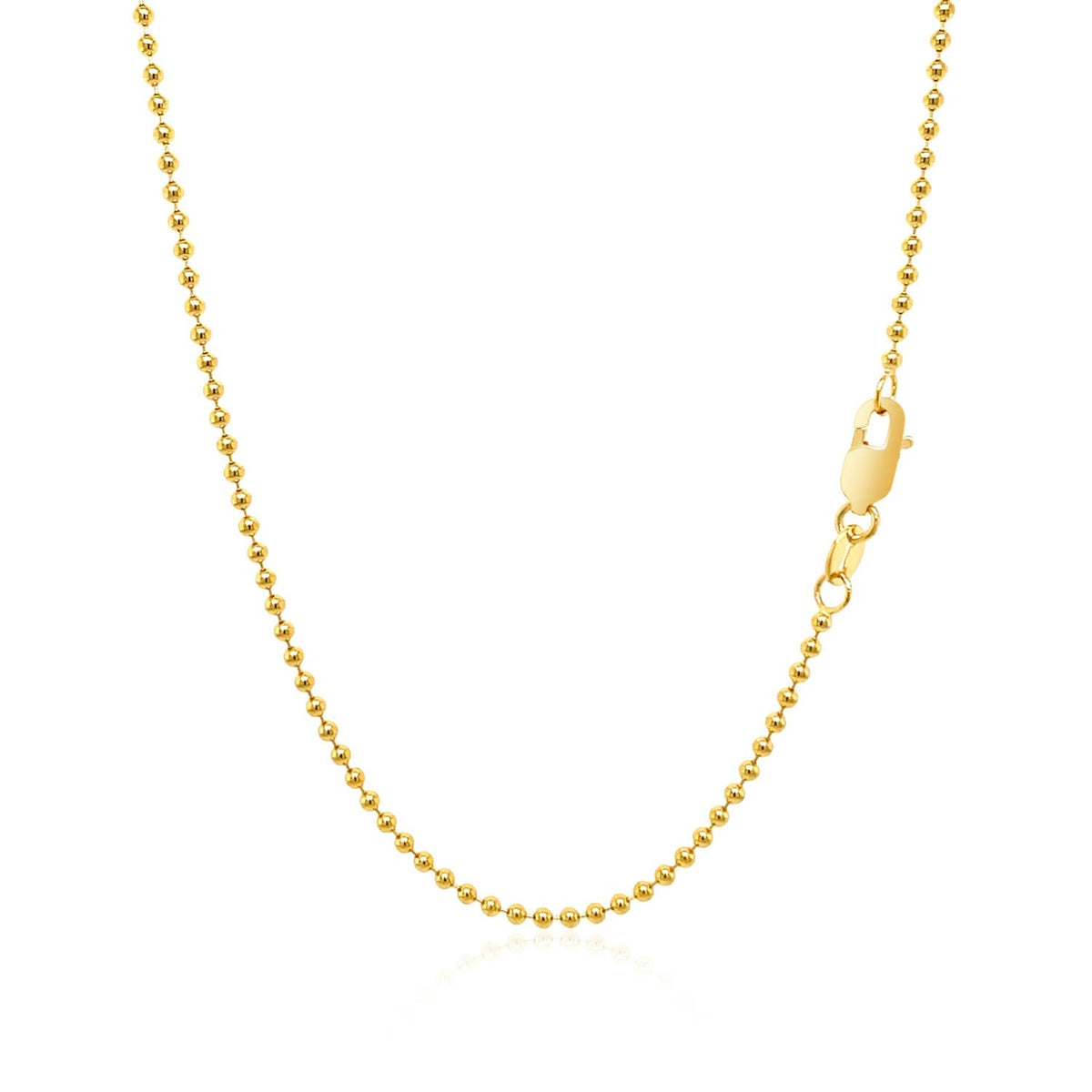 Cadena de cuentas de oro amarillo de 14k y 1,5mm