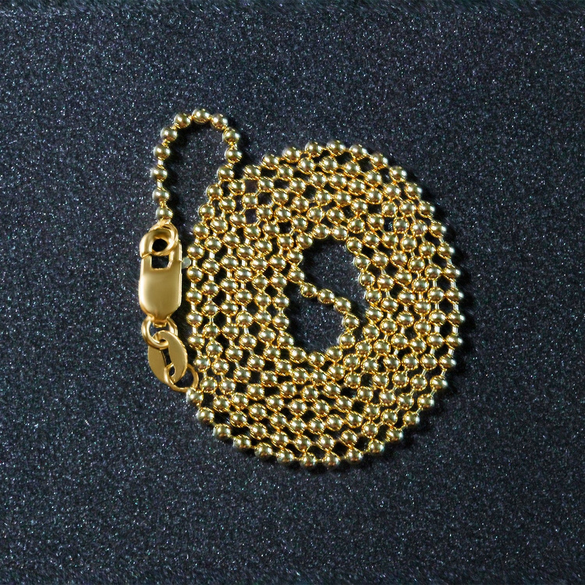 Cadena de cuentas de oro amarillo de 14k y 1,5mm