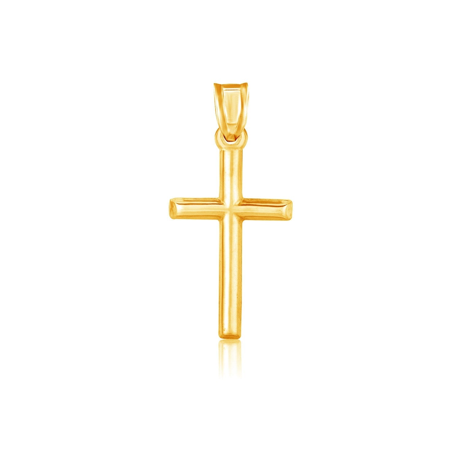 Colgante de cruz de oro amarillo de 14k de alto pulido