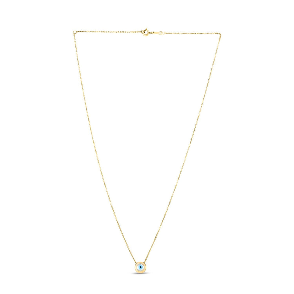 Gargantilla de ojo turco de nácar de oro amarillo de 14k