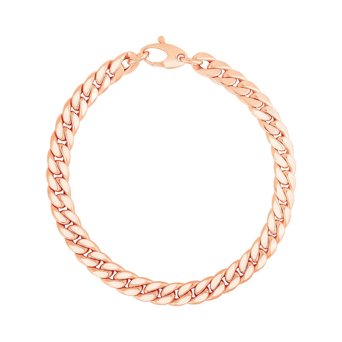 Pulsera eslabones cubanos de oro rosa de 14K