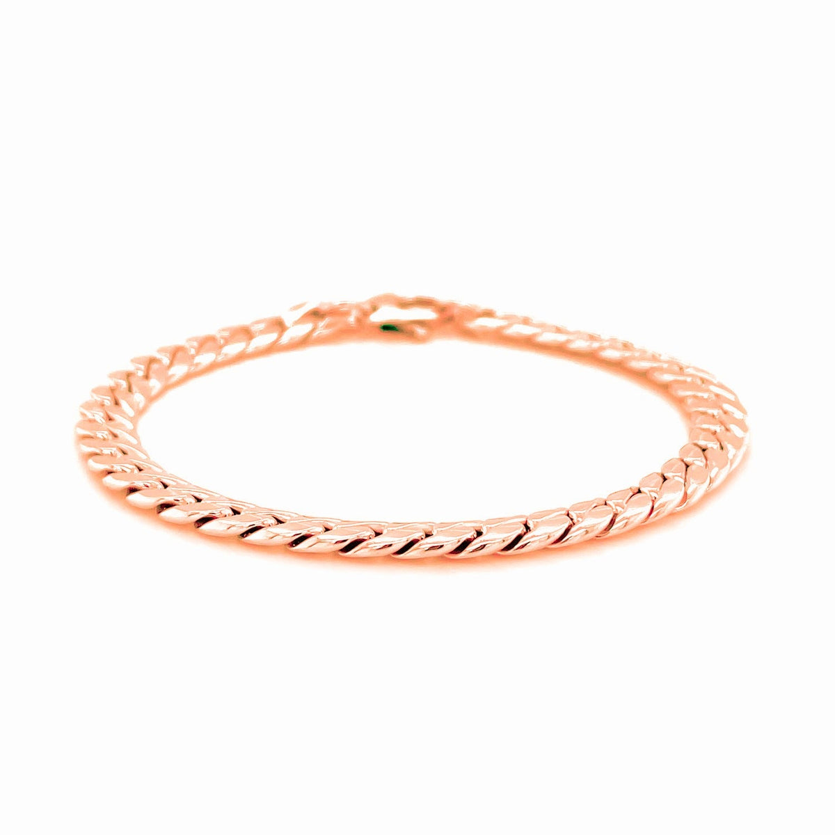 Pulsera eslabones cubanos de oro rosa de 14K