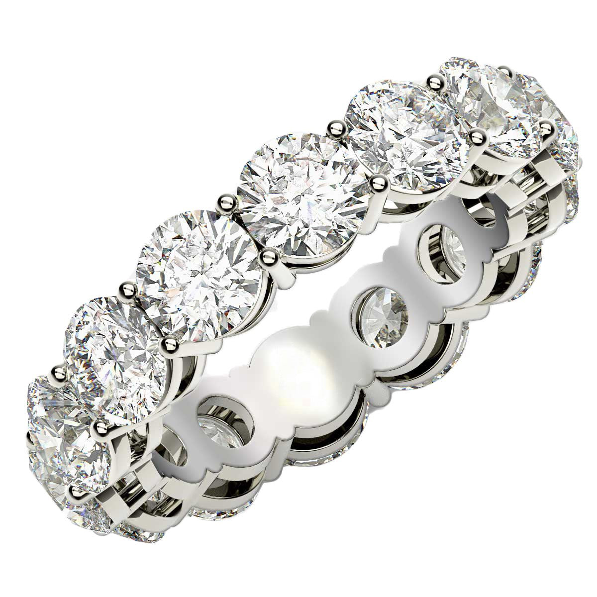 Anillo de eternidad de diamantes redondos cultivados en laboratorio de oro blanco de 14k (6 quilates peso total FG/VS2)