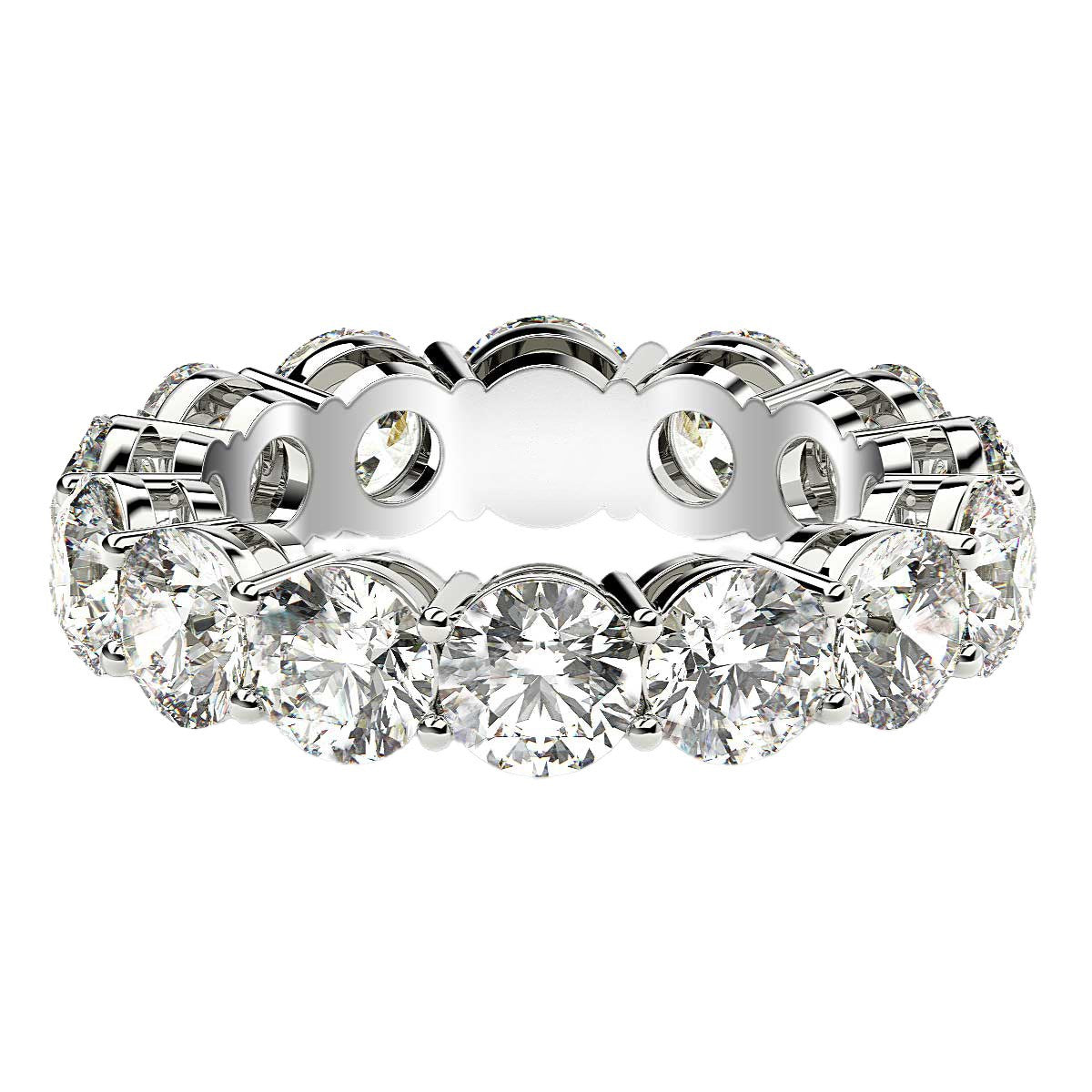 Anillo de eternidad de diamantes redondos cultivados en laboratorio de oro blanco de 14k (6 quilates peso total FG/VS2)