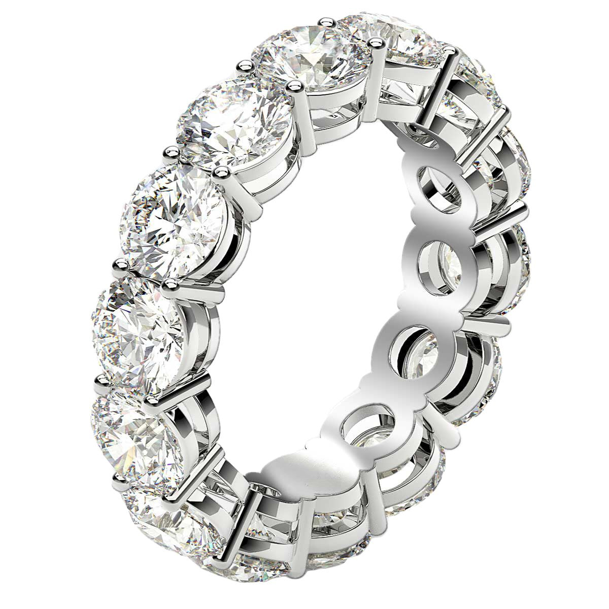 Anillo de eternidad de diamantes redondos cultivados en laboratorio de oro blanco de 14k (6 quilates peso total FG/VS2)
