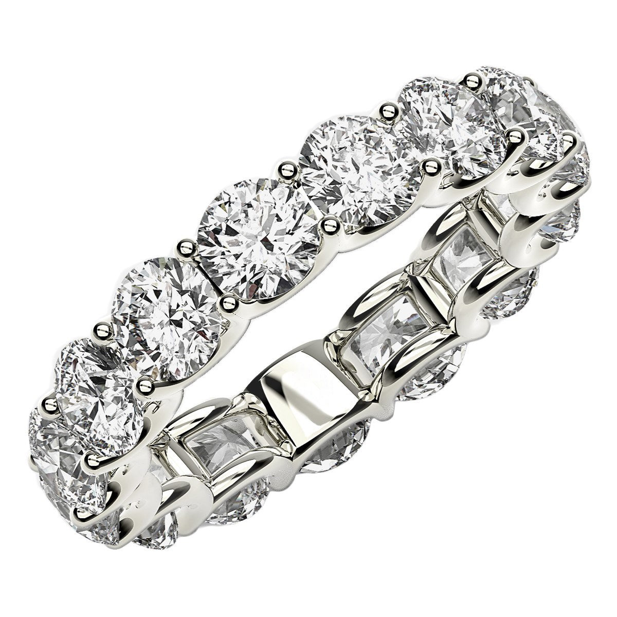Anillo de eternidad de diamantes cultivados en laboratorio de talla redonda en oro blanco de 14k (5 quilates FG/VS2)