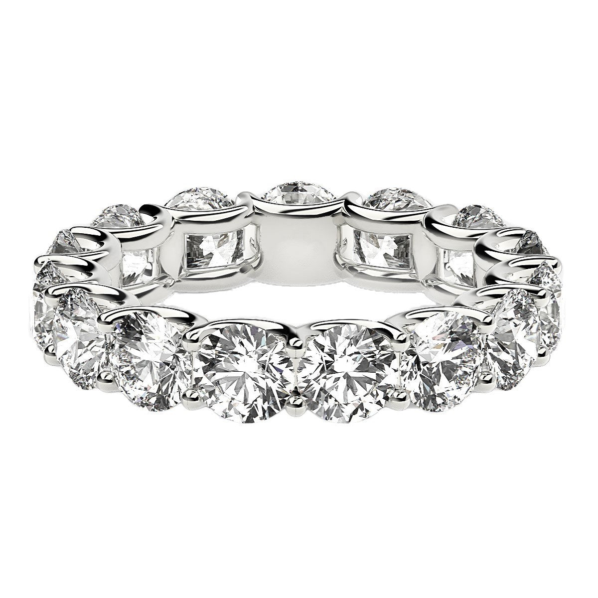 Anillo de eternidad de diamantes cultivados en laboratorio de talla redonda en oro blanco de 14k (5 quilates FG/VS2)
