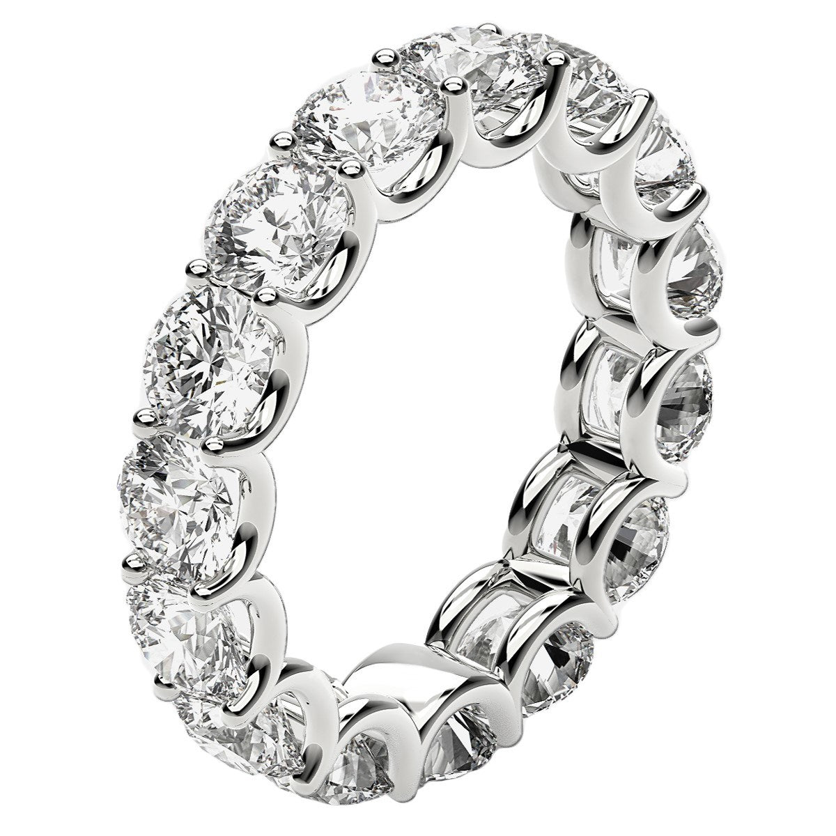 Anillo de eternidad de diamantes cultivados en laboratorio de talla redonda en oro blanco de 14k (5 quilates FG/VS2)