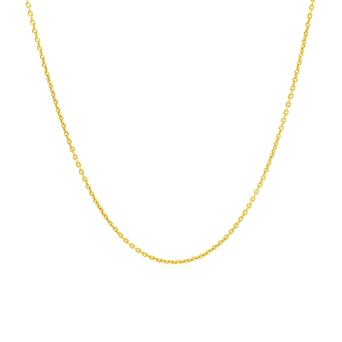 Cadena de eslabones redondos tipo cable de oro amarillo de 14k de 1.1mm