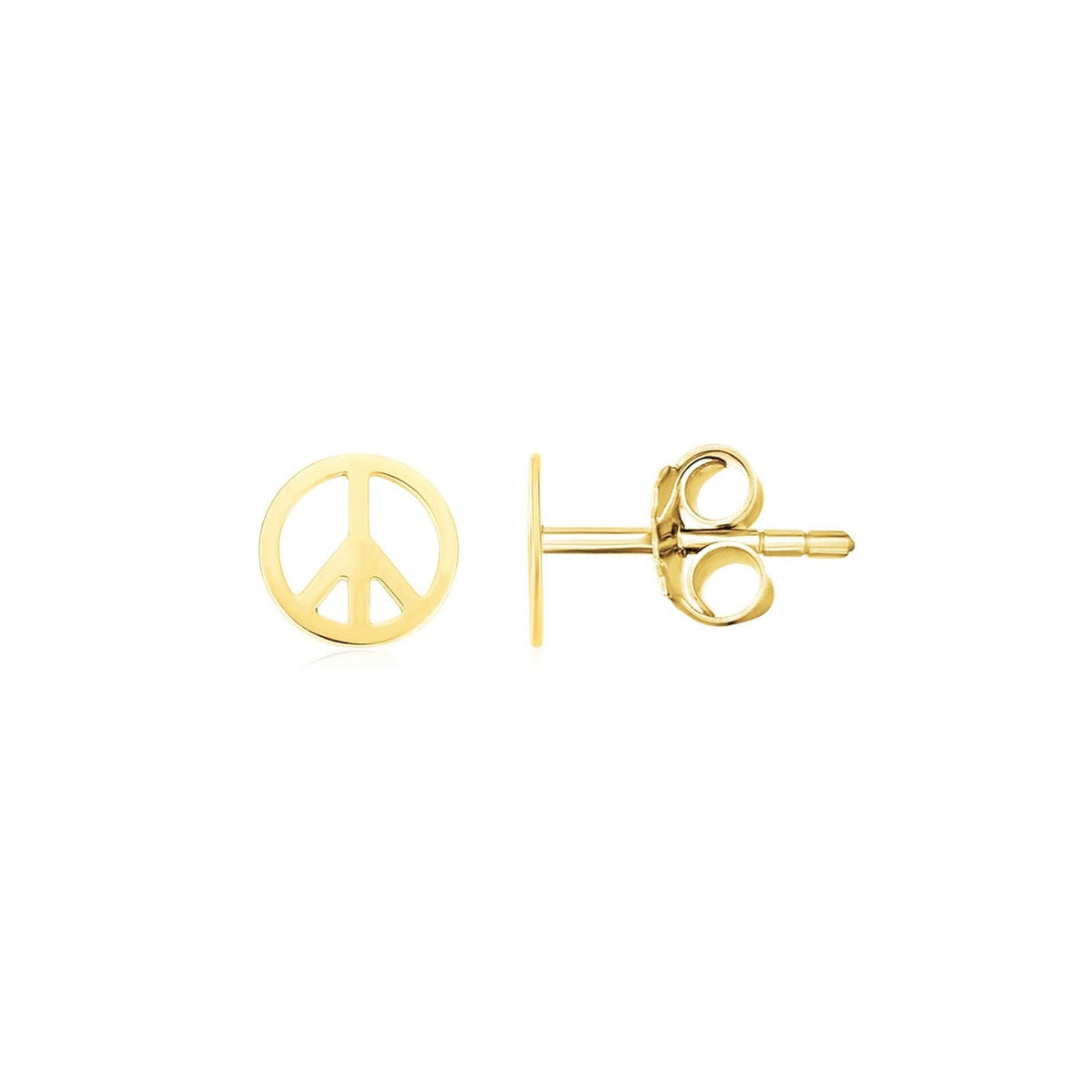 Pendientes de Poste de Oro Amarillo de 14k con Símbolos de la Paz