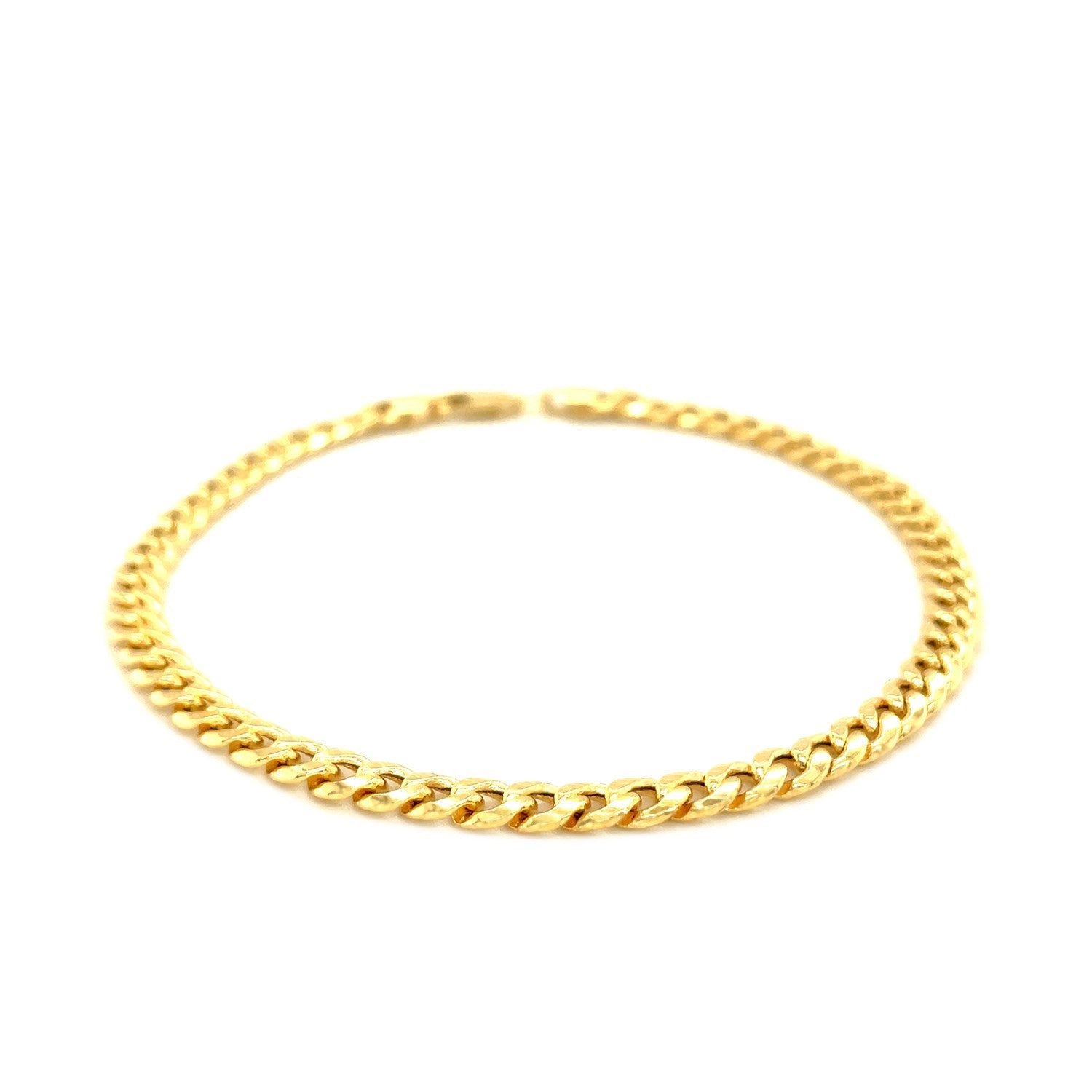 Pulsera Miami Cubana Semisólida de Oro Amarillo de 14k y 4.5mm