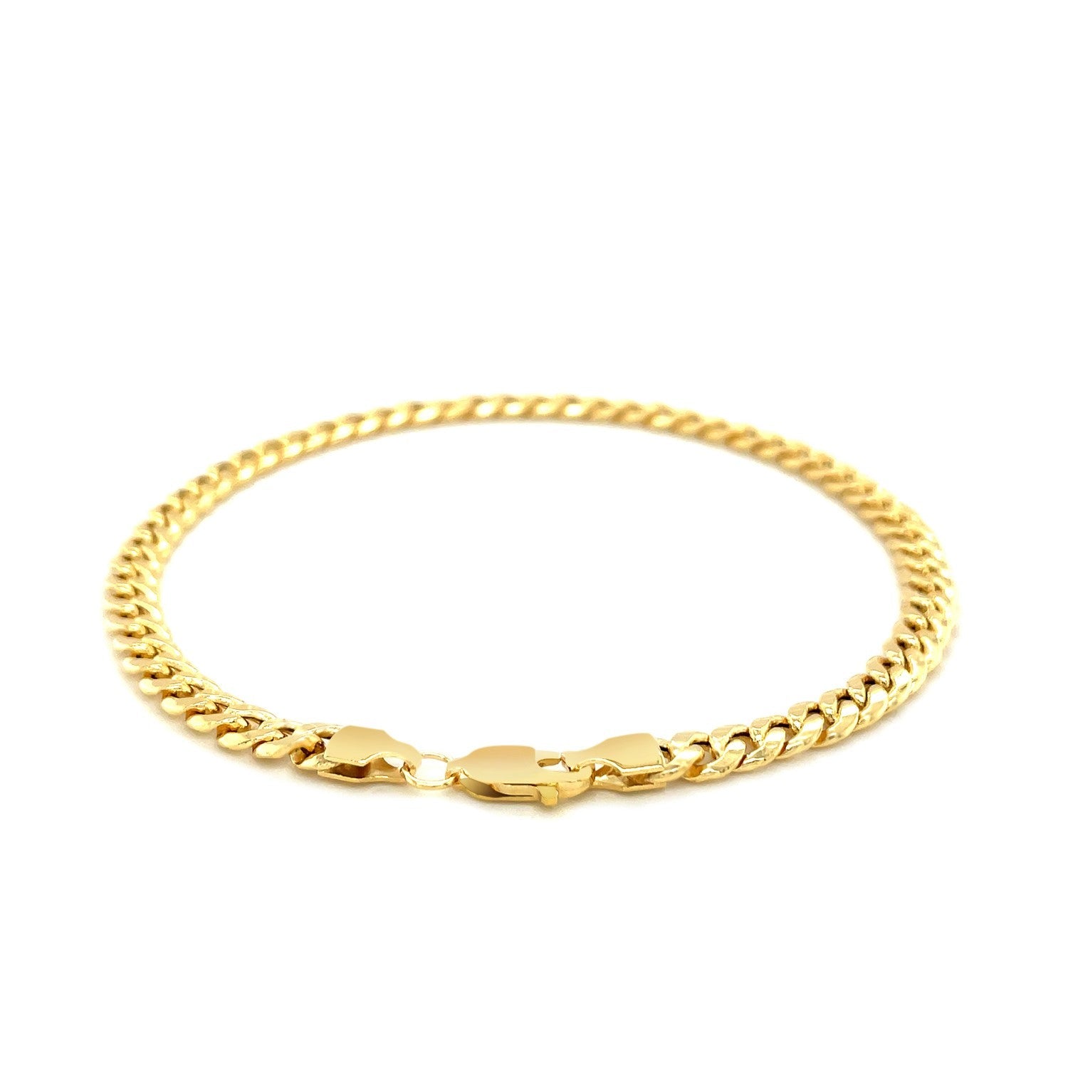Pulsera Miami Cubana Semisólida de Oro Amarillo de 14k y 4.5mm