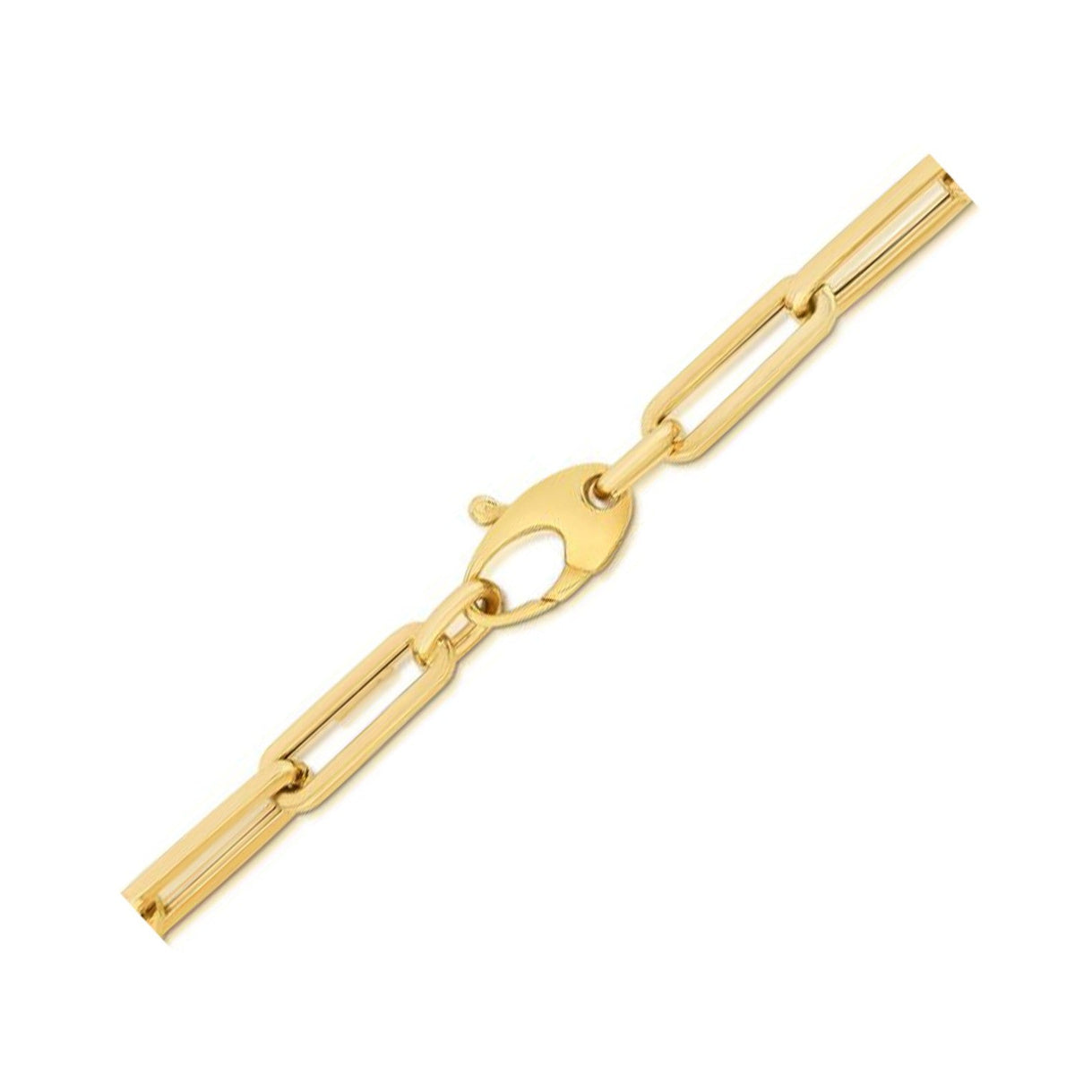 Pulsera de oro amarillo de 10K diseño Lite Paperclip (4.20 mm)