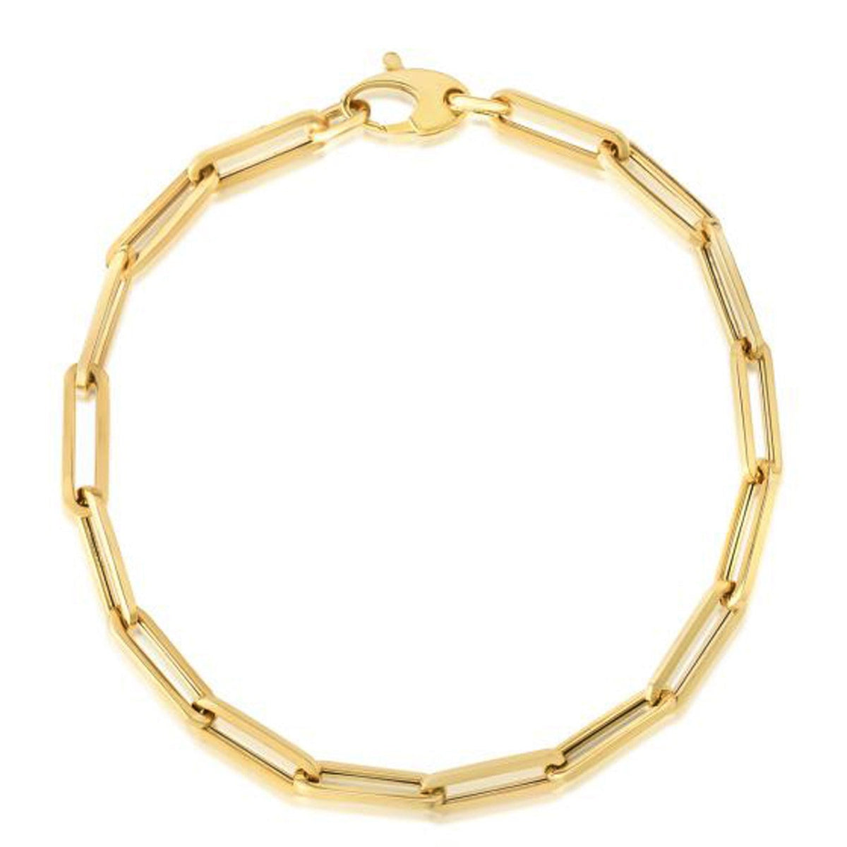 Pulsera de oro amarillo de 10K diseño Lite Paperclip (4.20 mm)