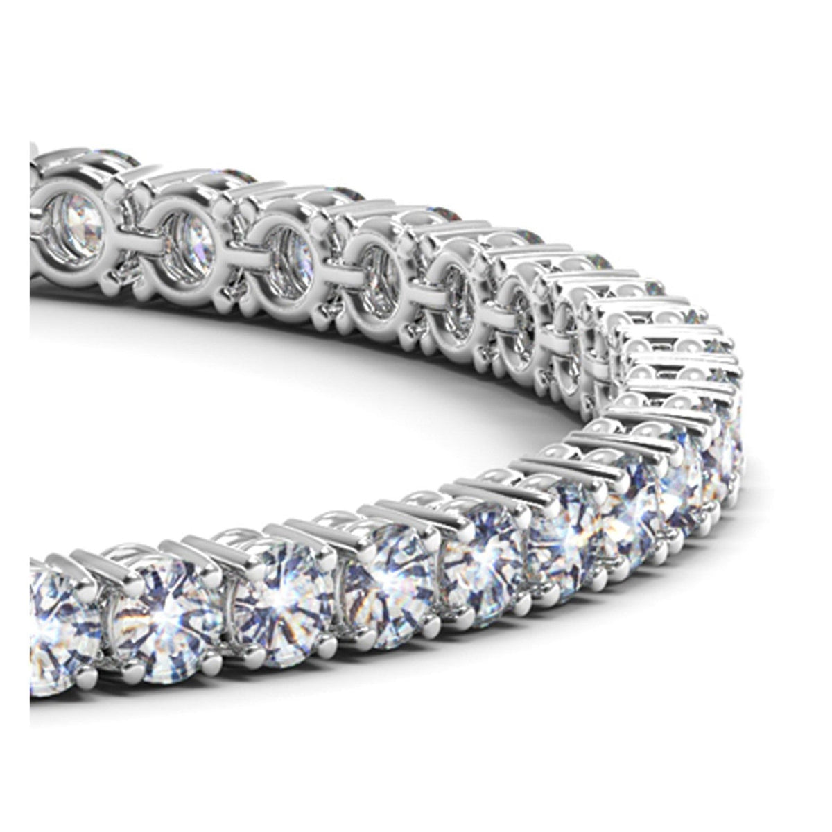 Pulsera de tenis de oro blanco de 14k con diamantes redondos cultivados en laboratorio (8 ct. pt. F/G VS2/SI1)