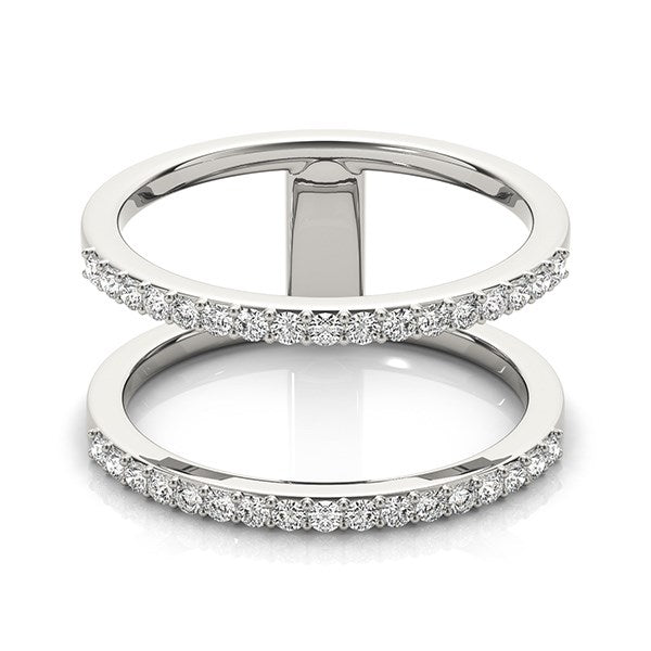 Anillo de doble banda de oro blanco de 14k con diamantes (1/3 de quilate en total)