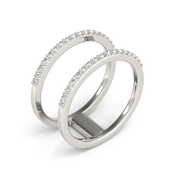 Anillo de doble banda de oro blanco de 14k con diamantes (1/3 de quilate en total)