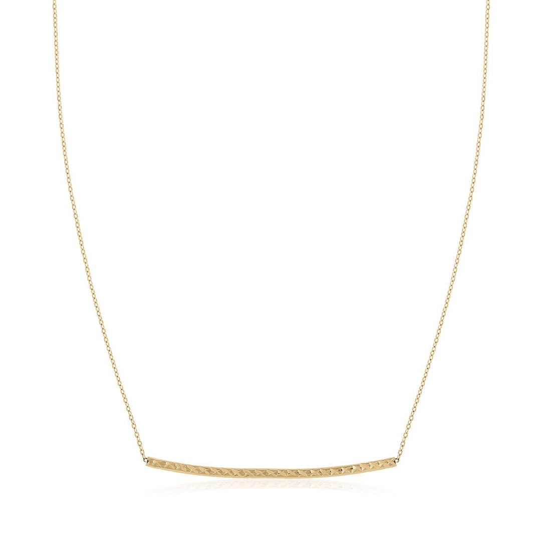 14k Yellow Gold Thin Textured Bar Necklace